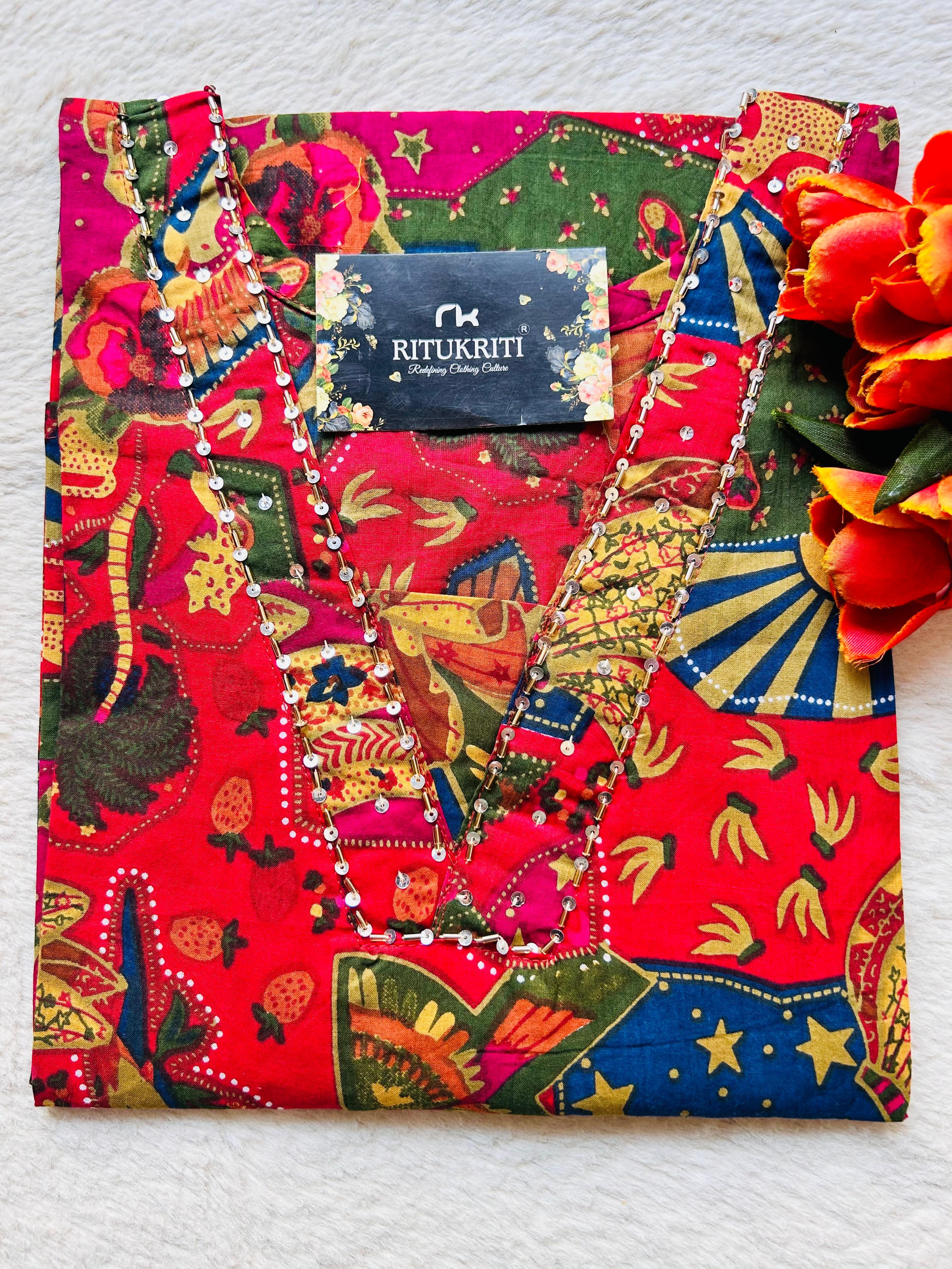 V NECK LONG KURTI