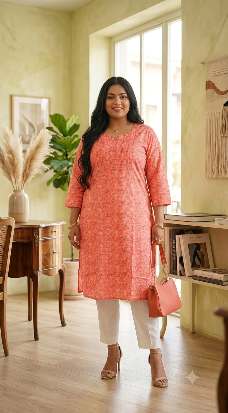 Thread work long kurtis