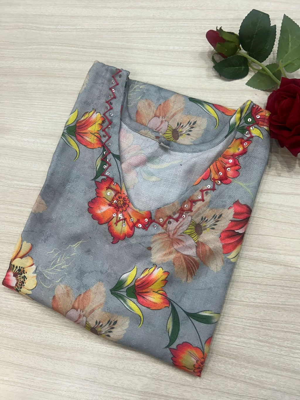 V NECK LONG KURTI