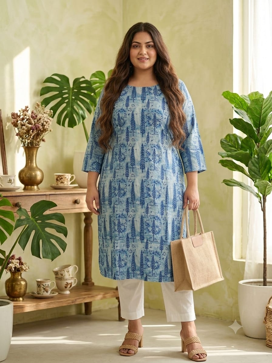 Thread work long kurtis