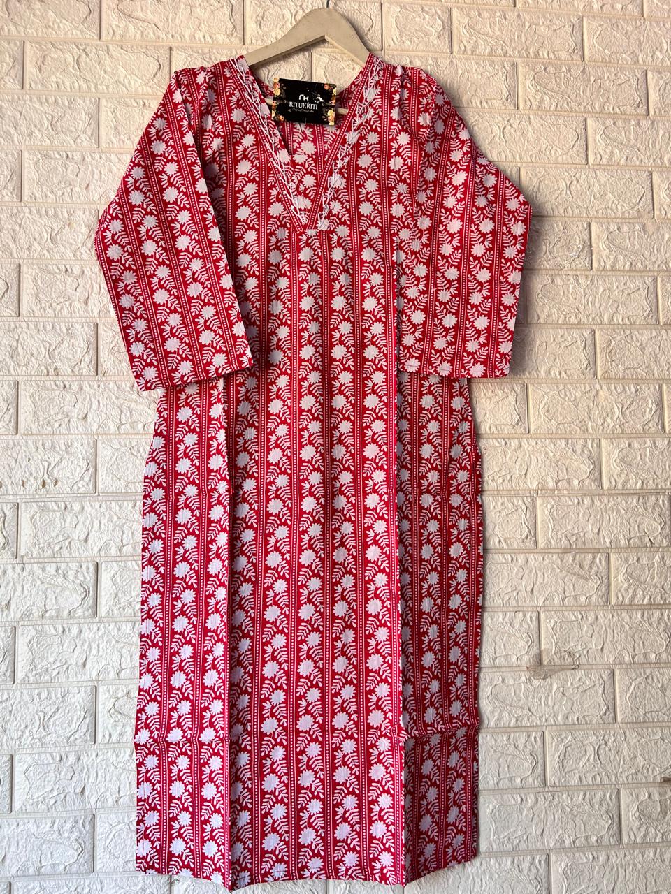 V NECK LONG KURTI