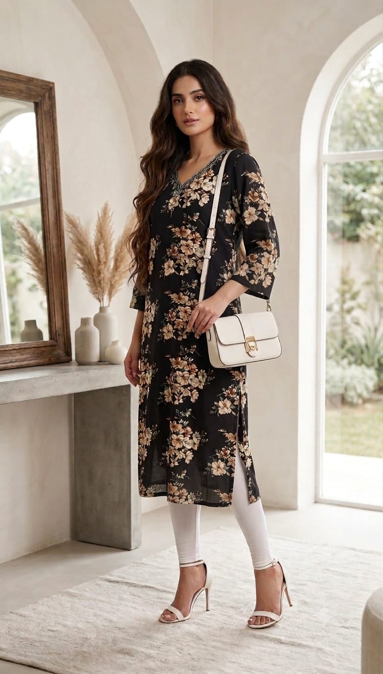 Crystal work long kurtis