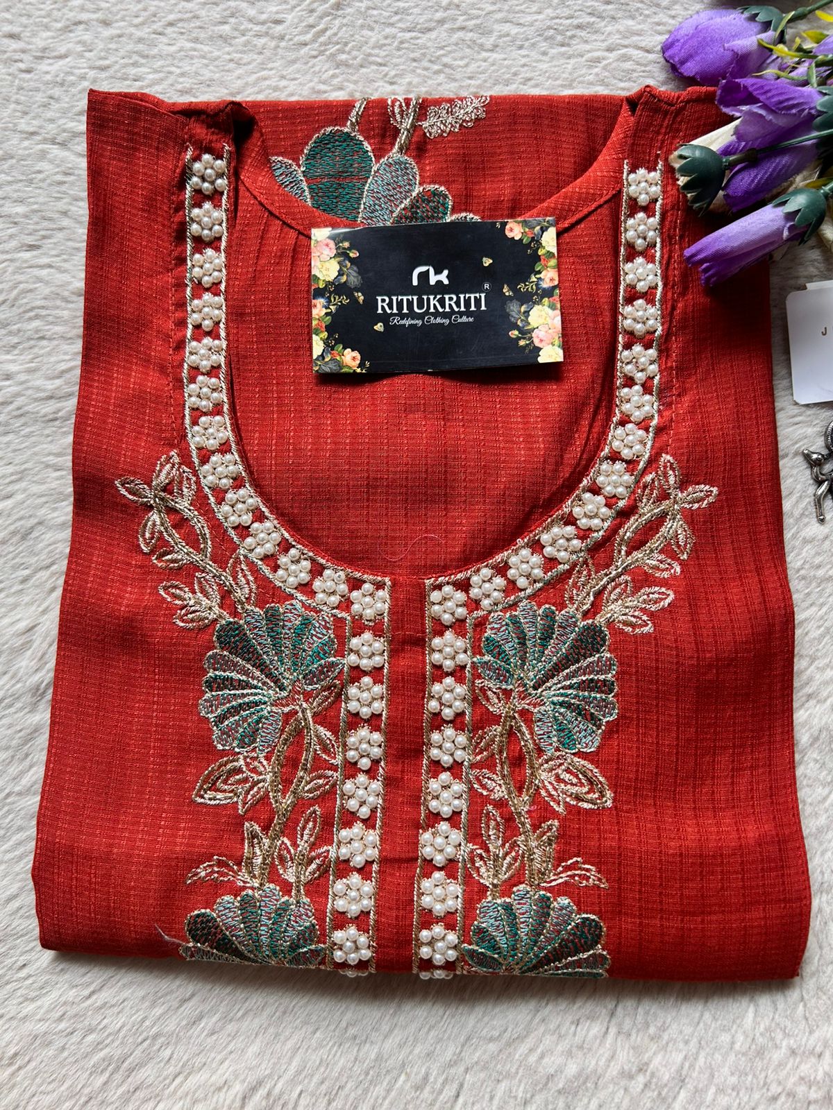 EMBROIDERY PEARL WORK KURTI