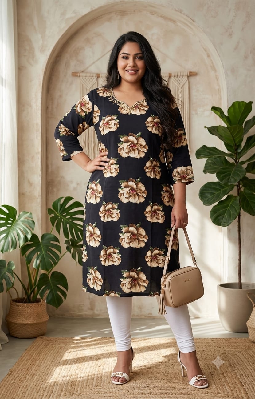 Crystal hand work long kurtis