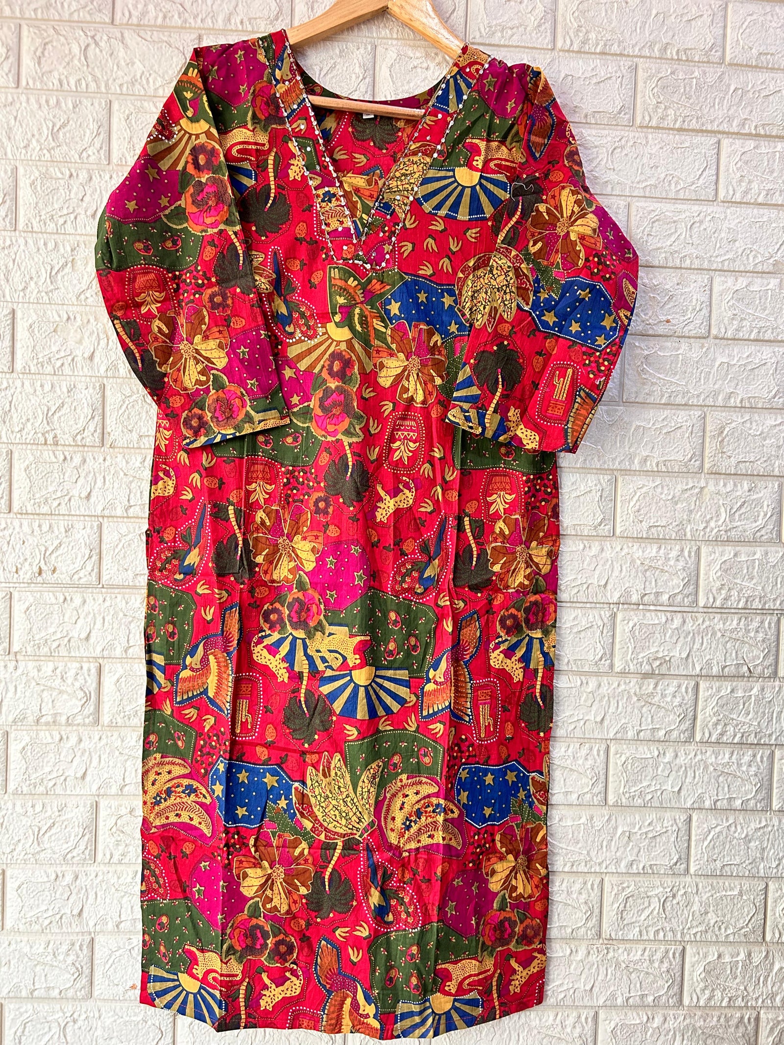 V NECK LONG KURTI