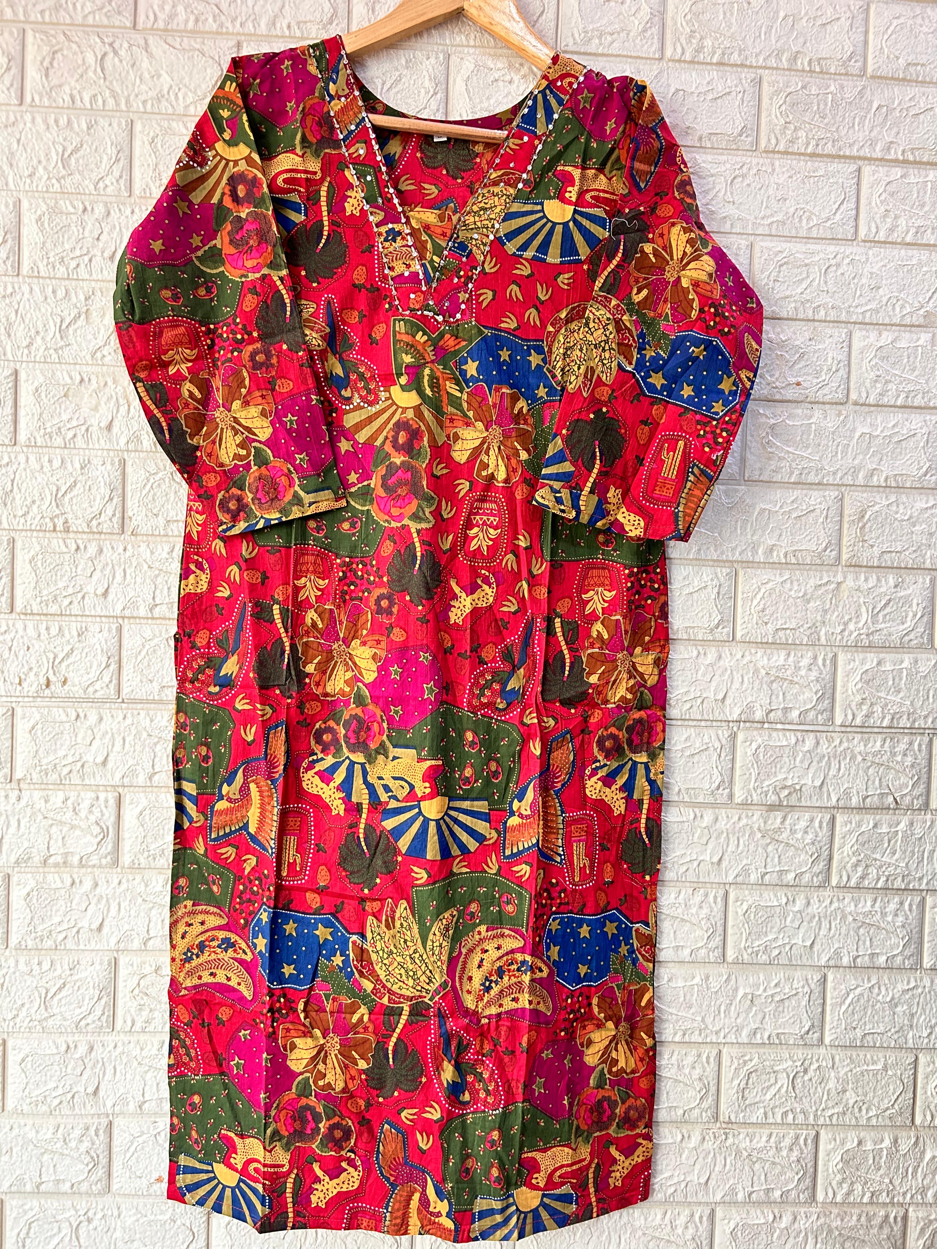 V NECK LONG KURTI