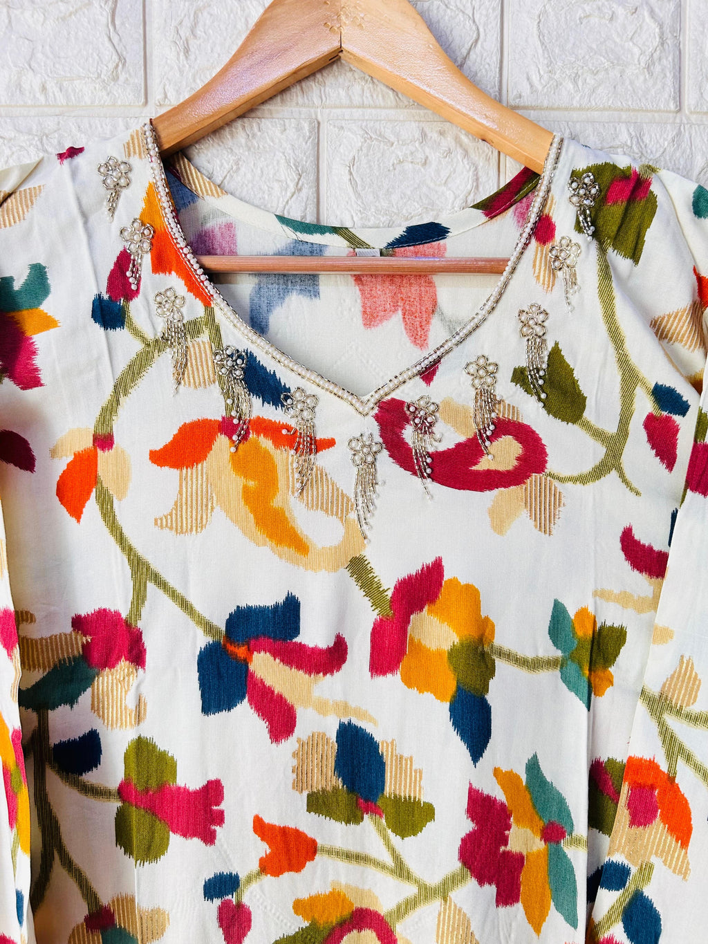 Crystal hand work long kurtis