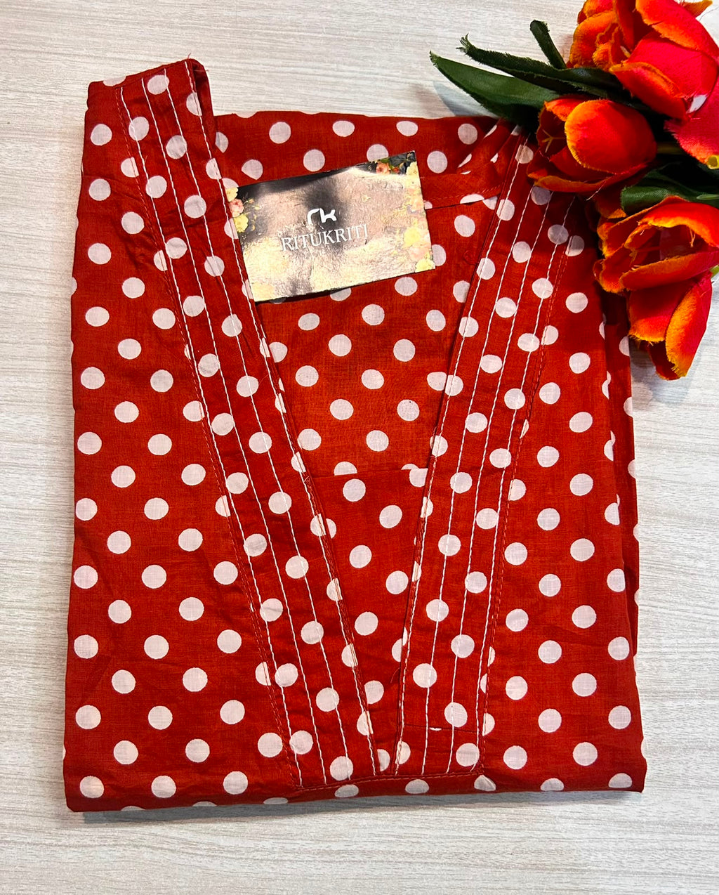 V neck long kurtis
