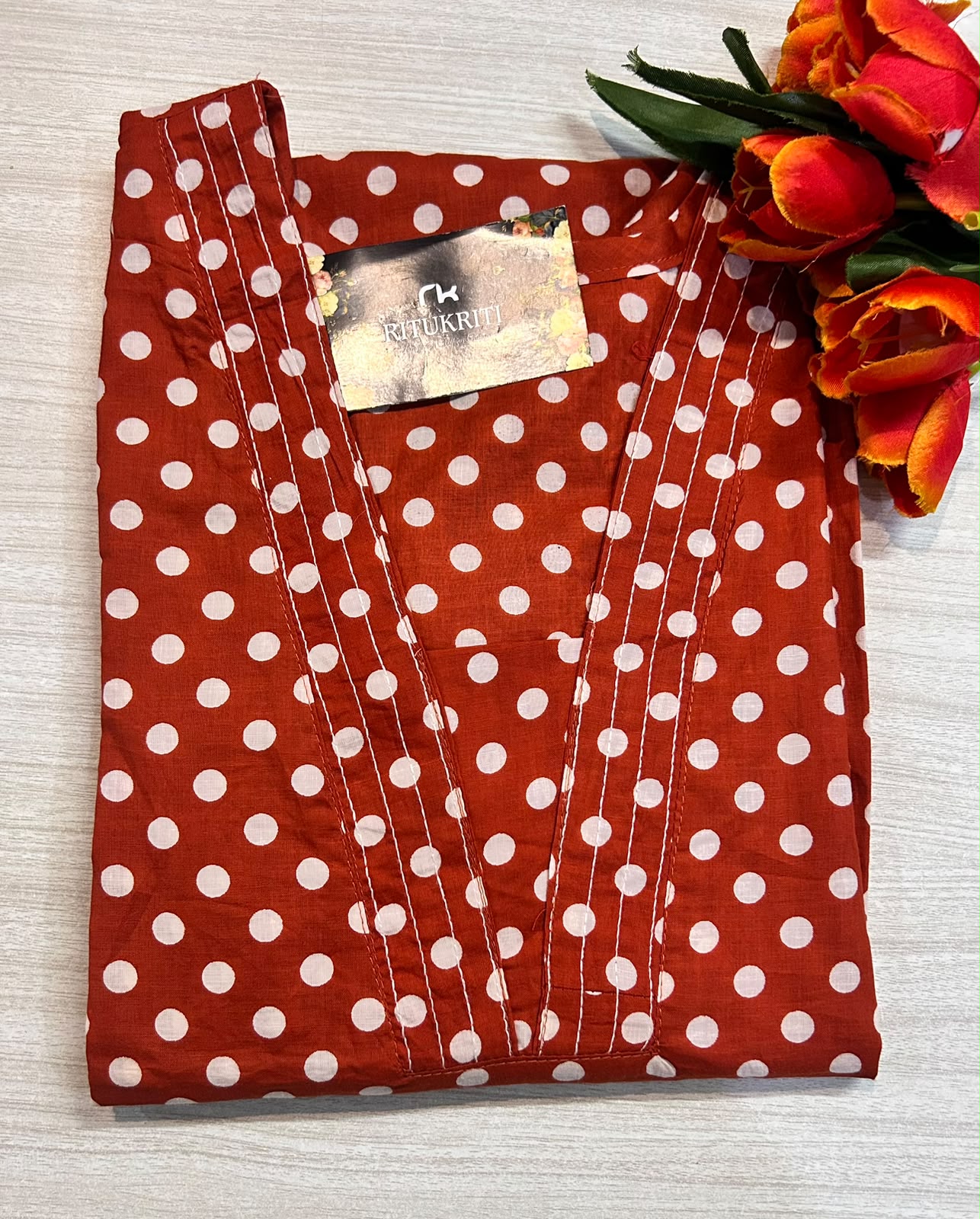 V neck long kurtis