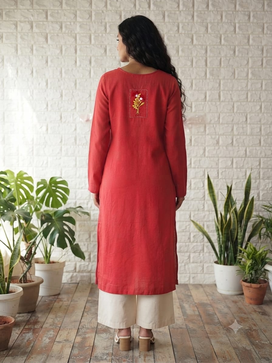 V NECK LONG KURTI