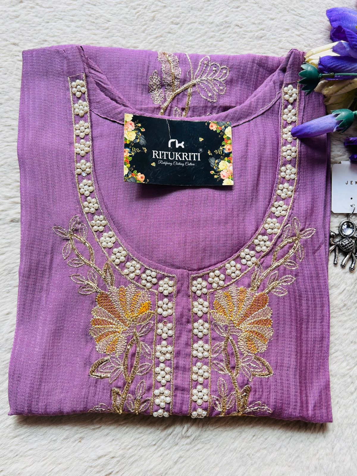 EMBROIDERY PEARL WORK KURTI