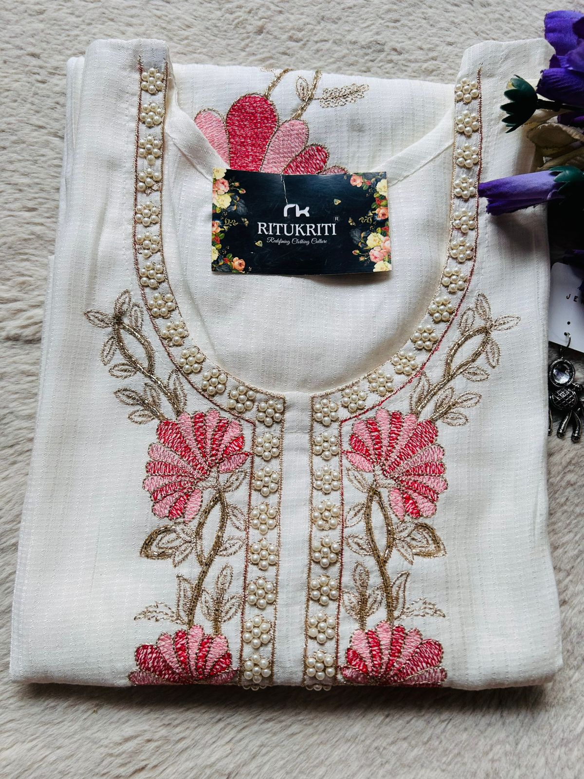 EMBROIDERY PEARL WORK KURTI