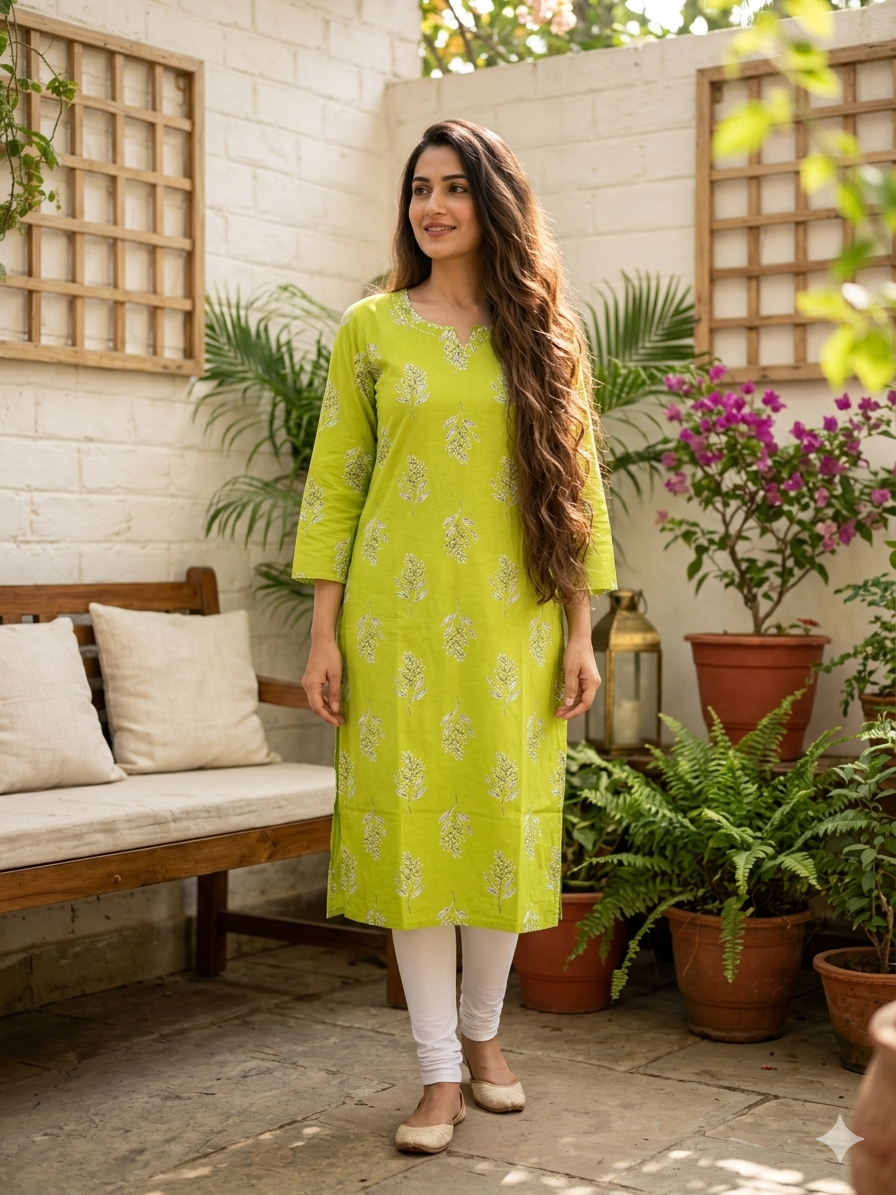 V NECK LONG KURTI