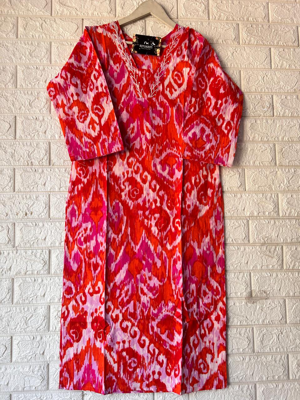 V NECK LONG KURTI