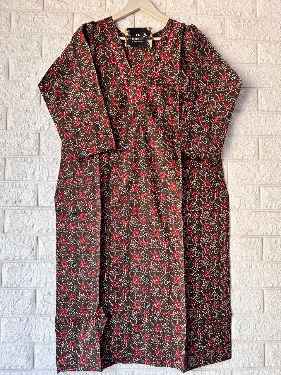 V NECK LONG KURTI
