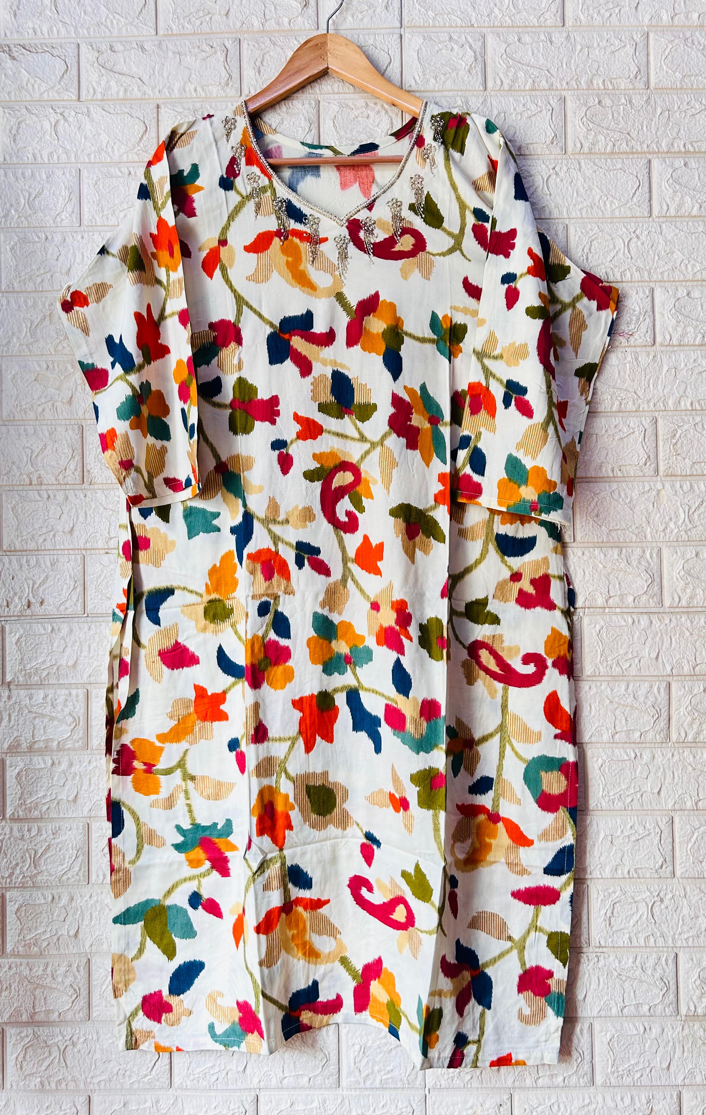 Crystal hand work long kurtis
