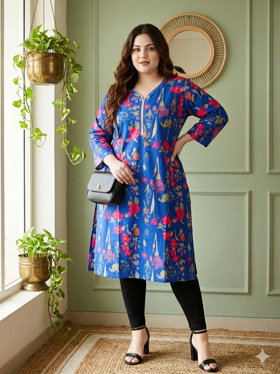 V NECK LONG KURTI