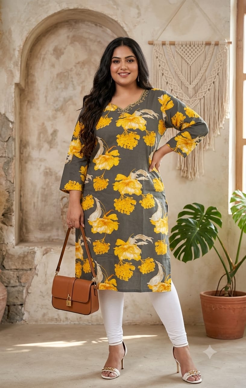 Crystal hand work long kurtis