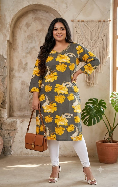 Crystal hand work long kurtis