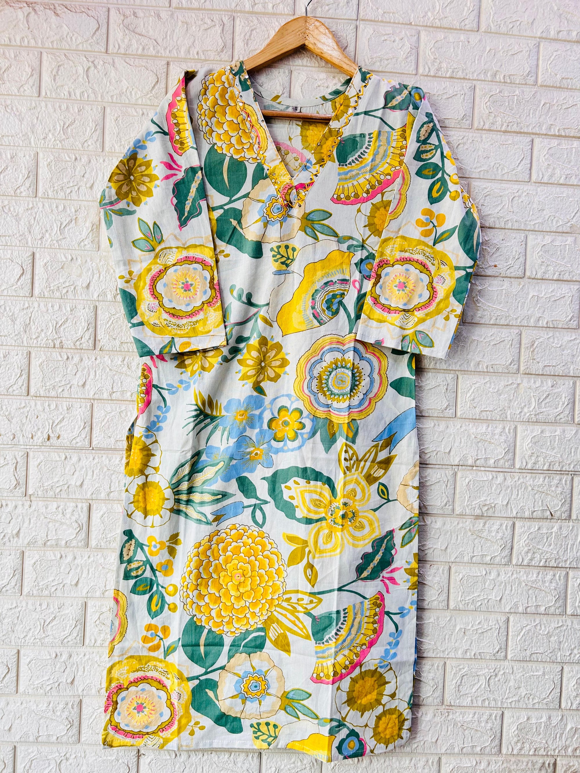V NECK LONG KURTI