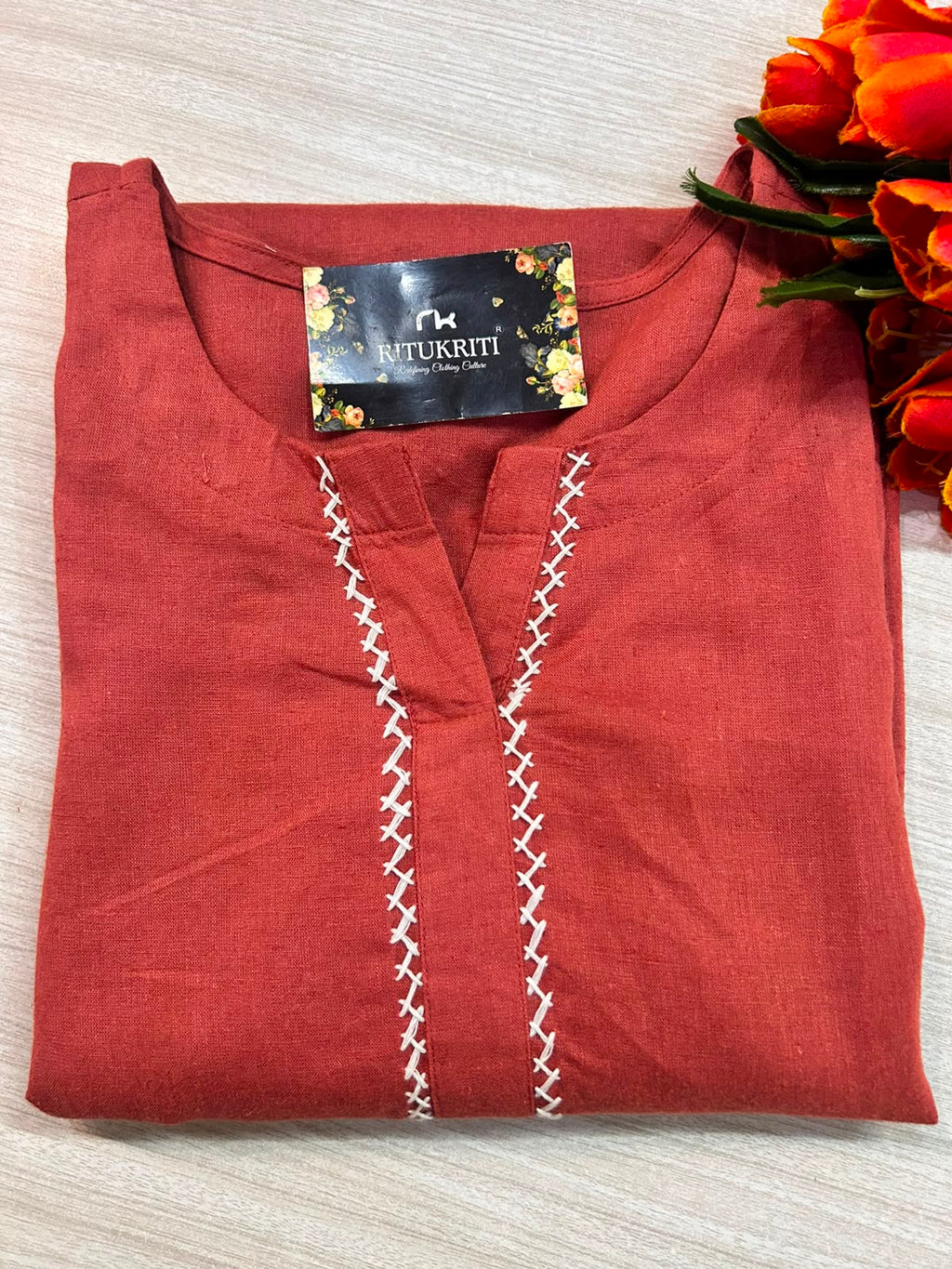 V NECK LONG KURTI