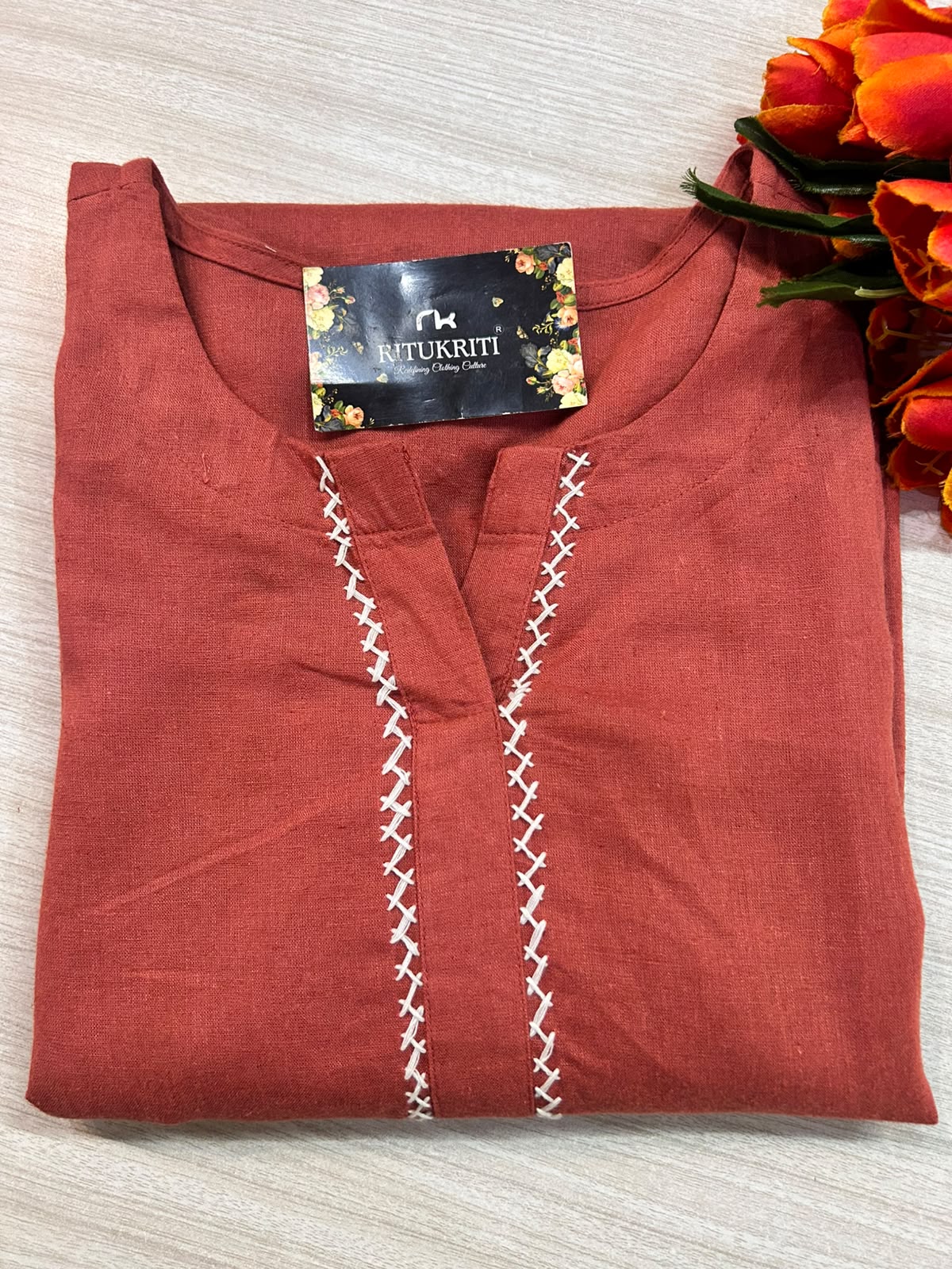V NECK LONG KURTI