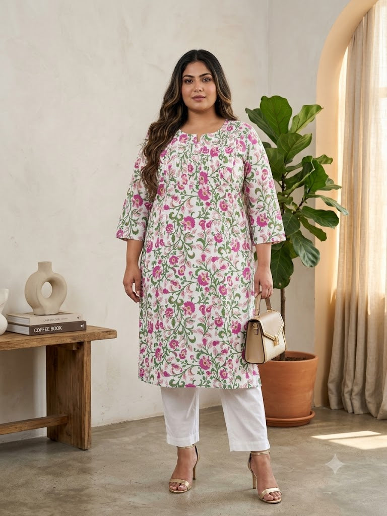 Thread work long kurtis