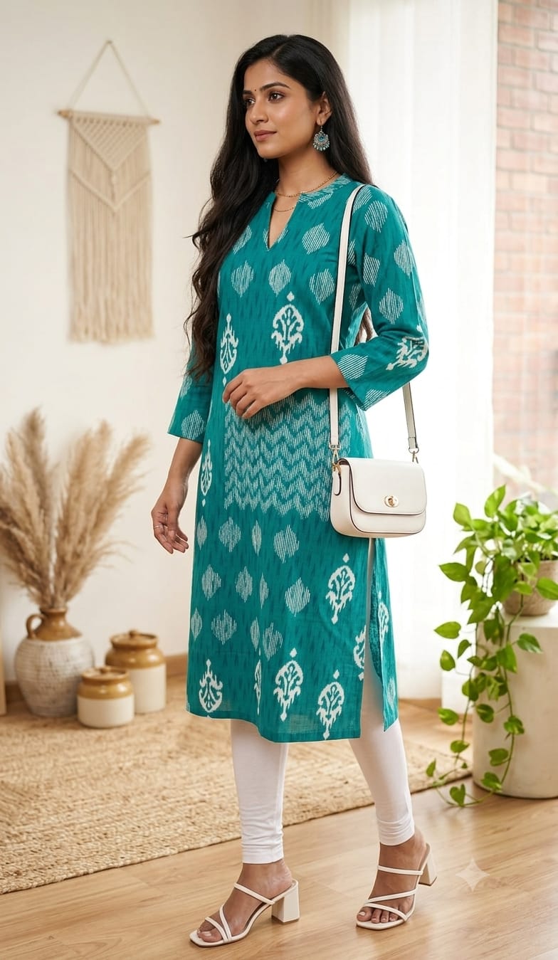 V NECK LONG KURTI