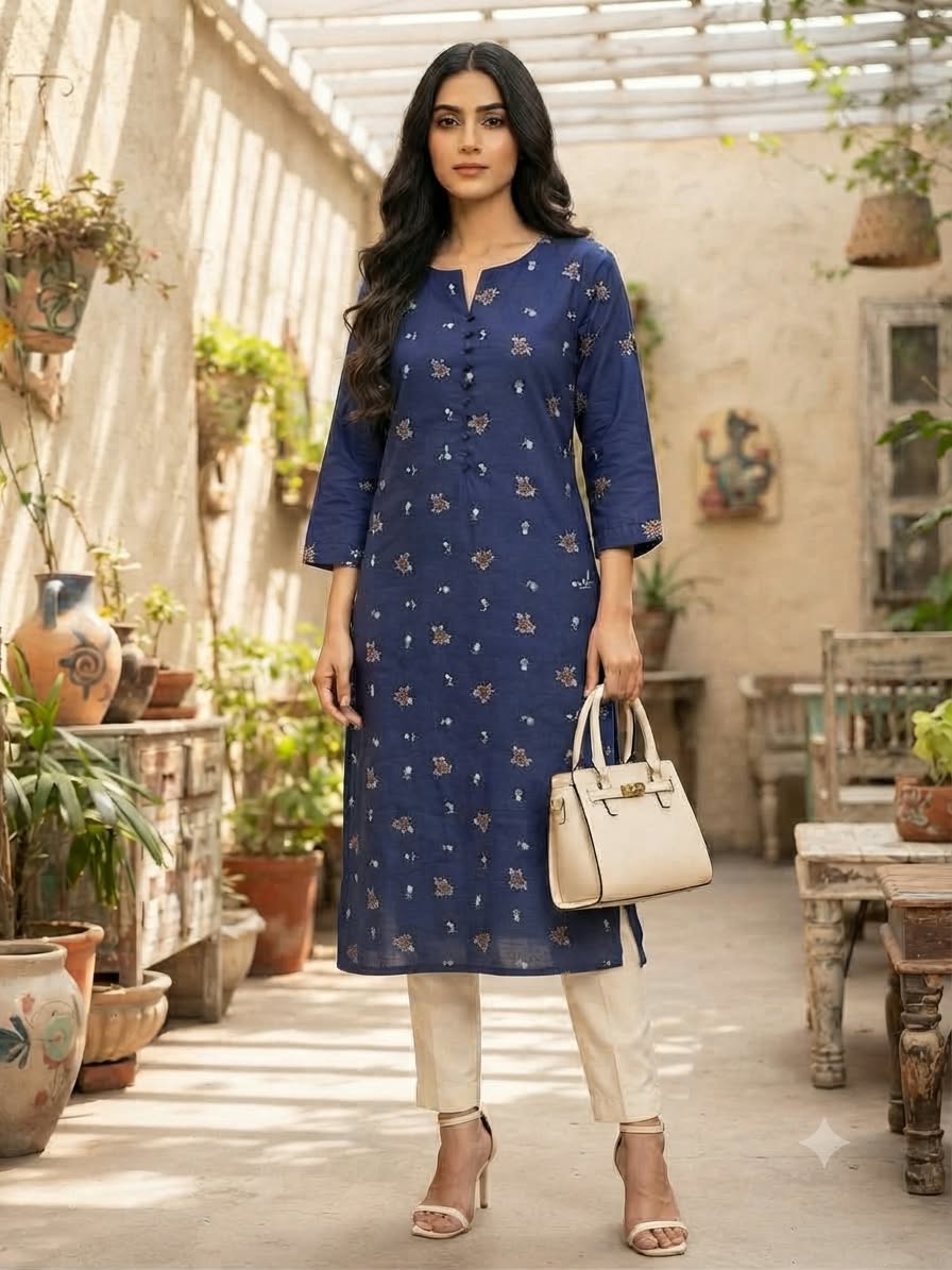 V NECK LONG KURTI