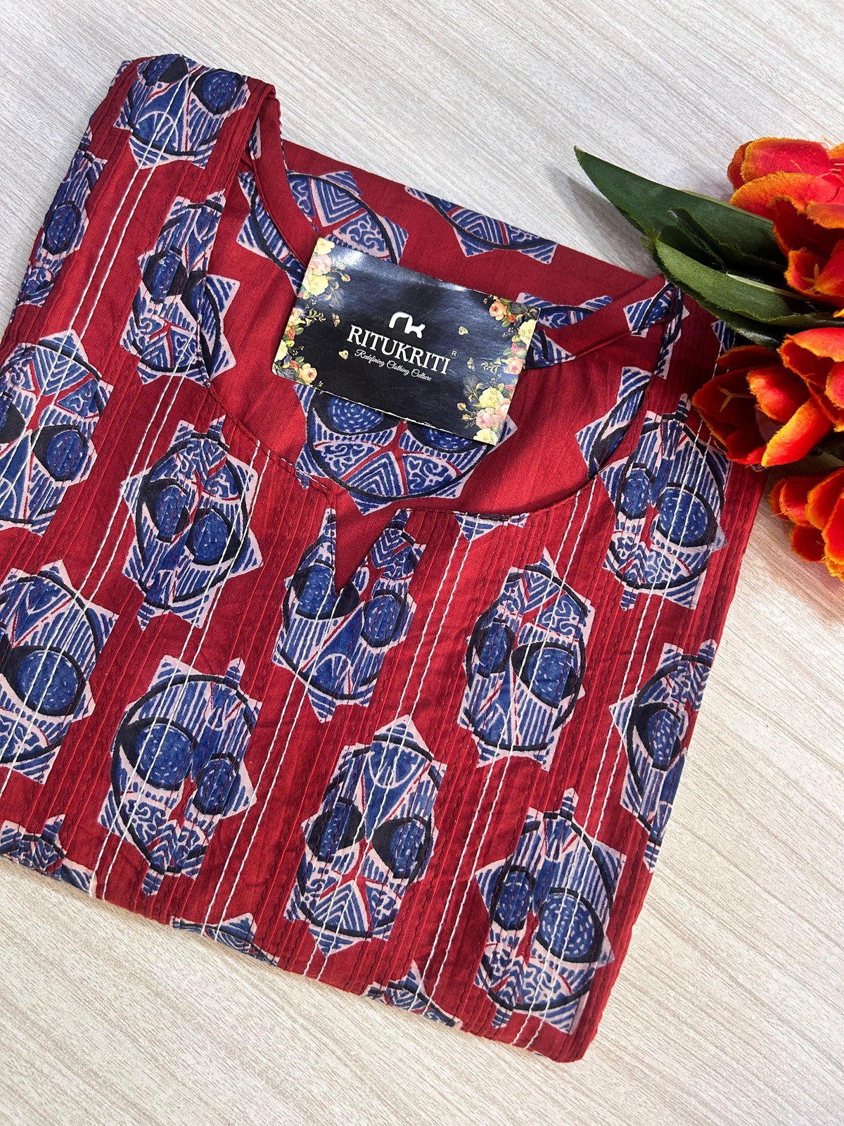 Thread work long kurtis