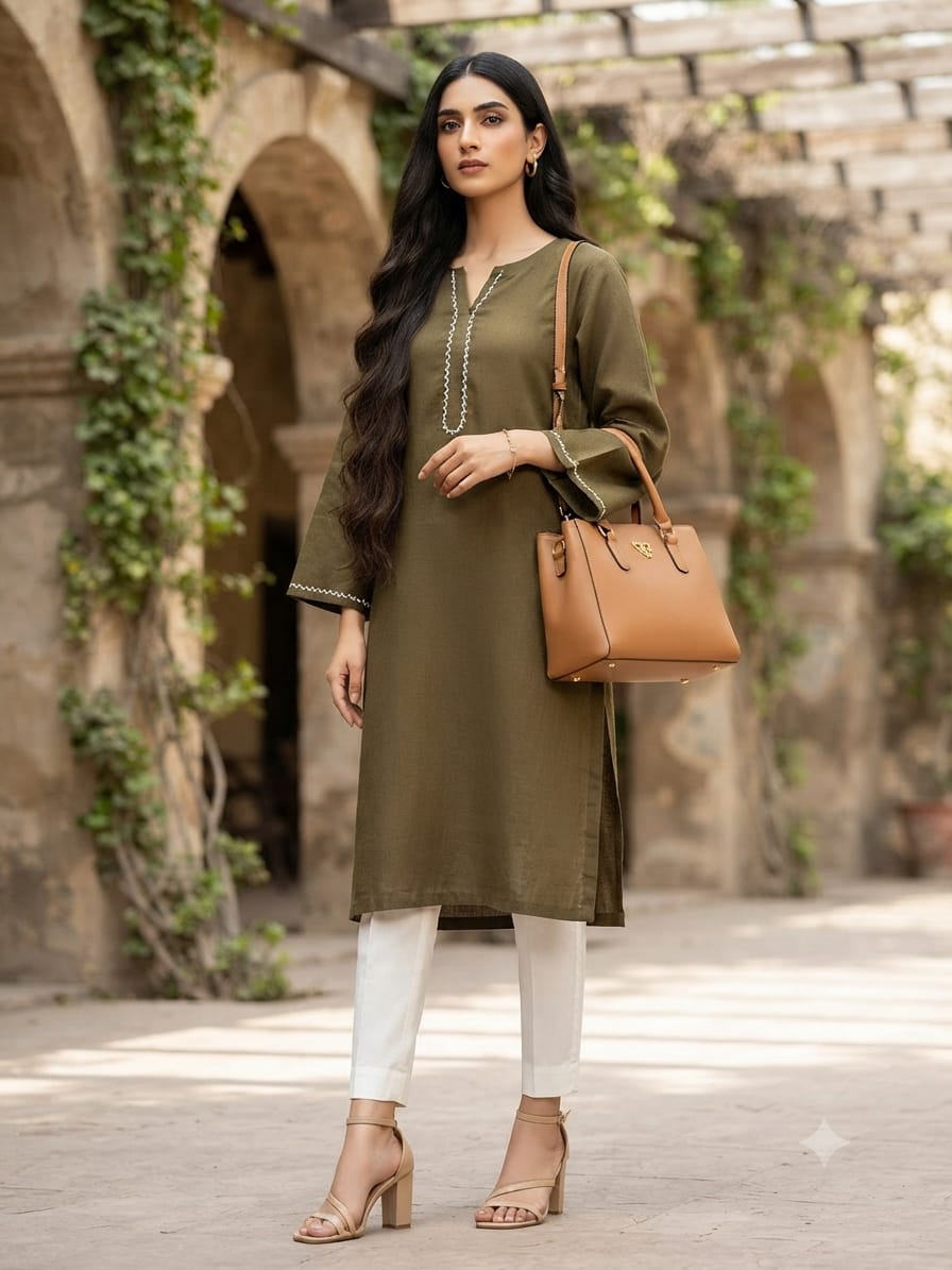 V NECK LONG KURTI