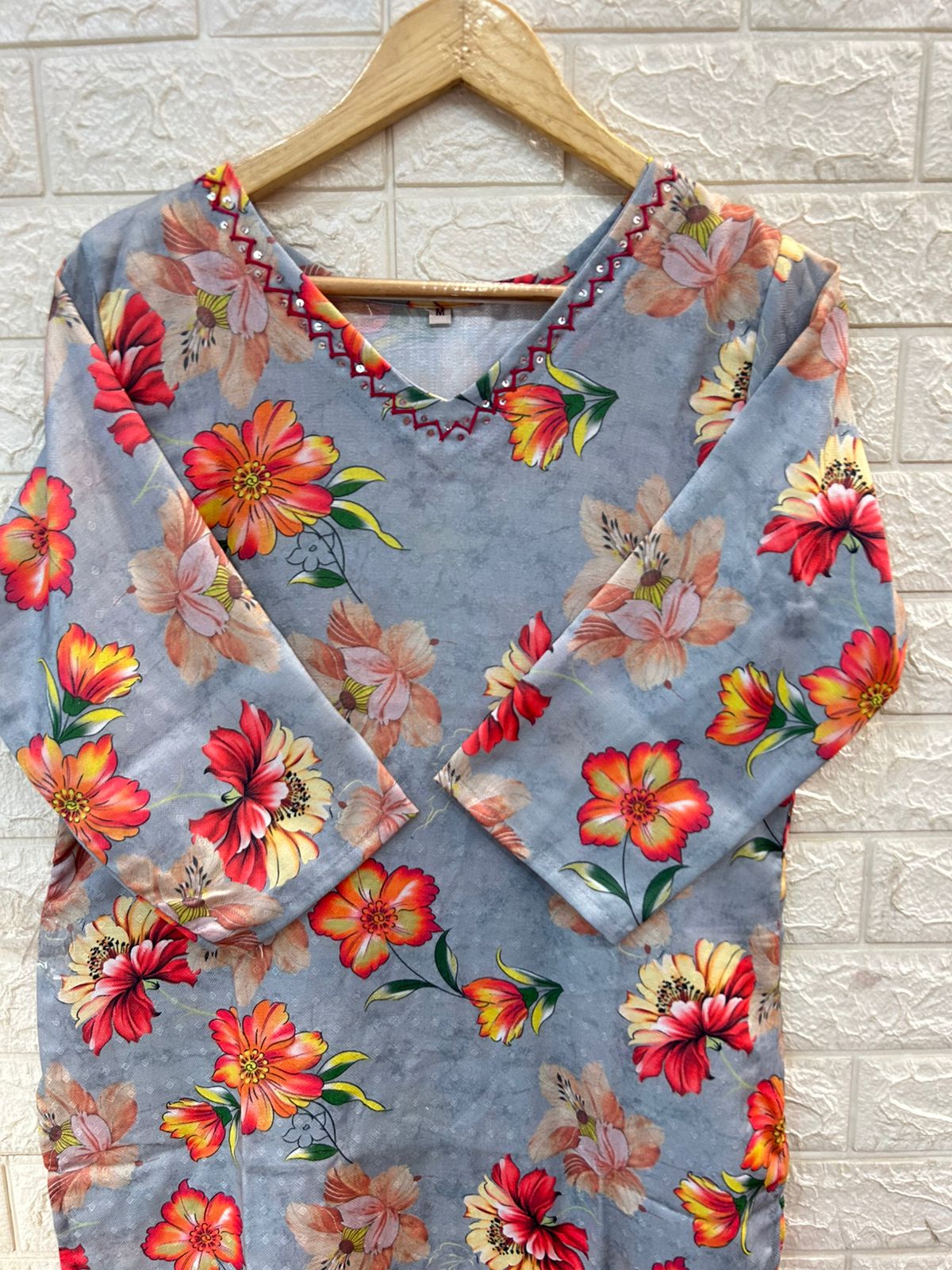 V NECK LONG KURTI