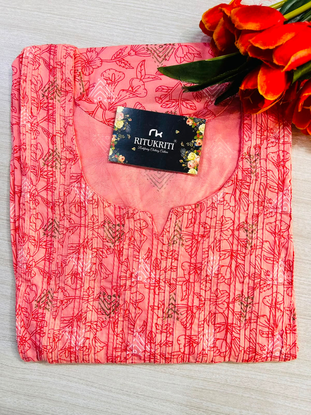 Thread work long kurtis