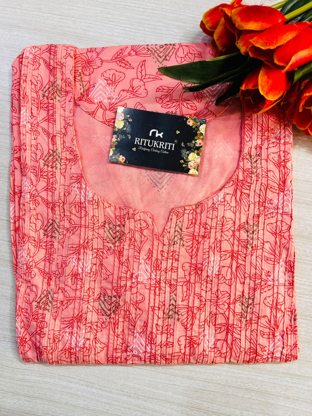 Thread work long kurtis