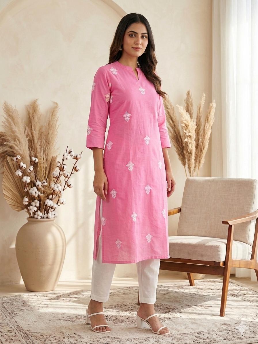 V NECK LONG KURTI