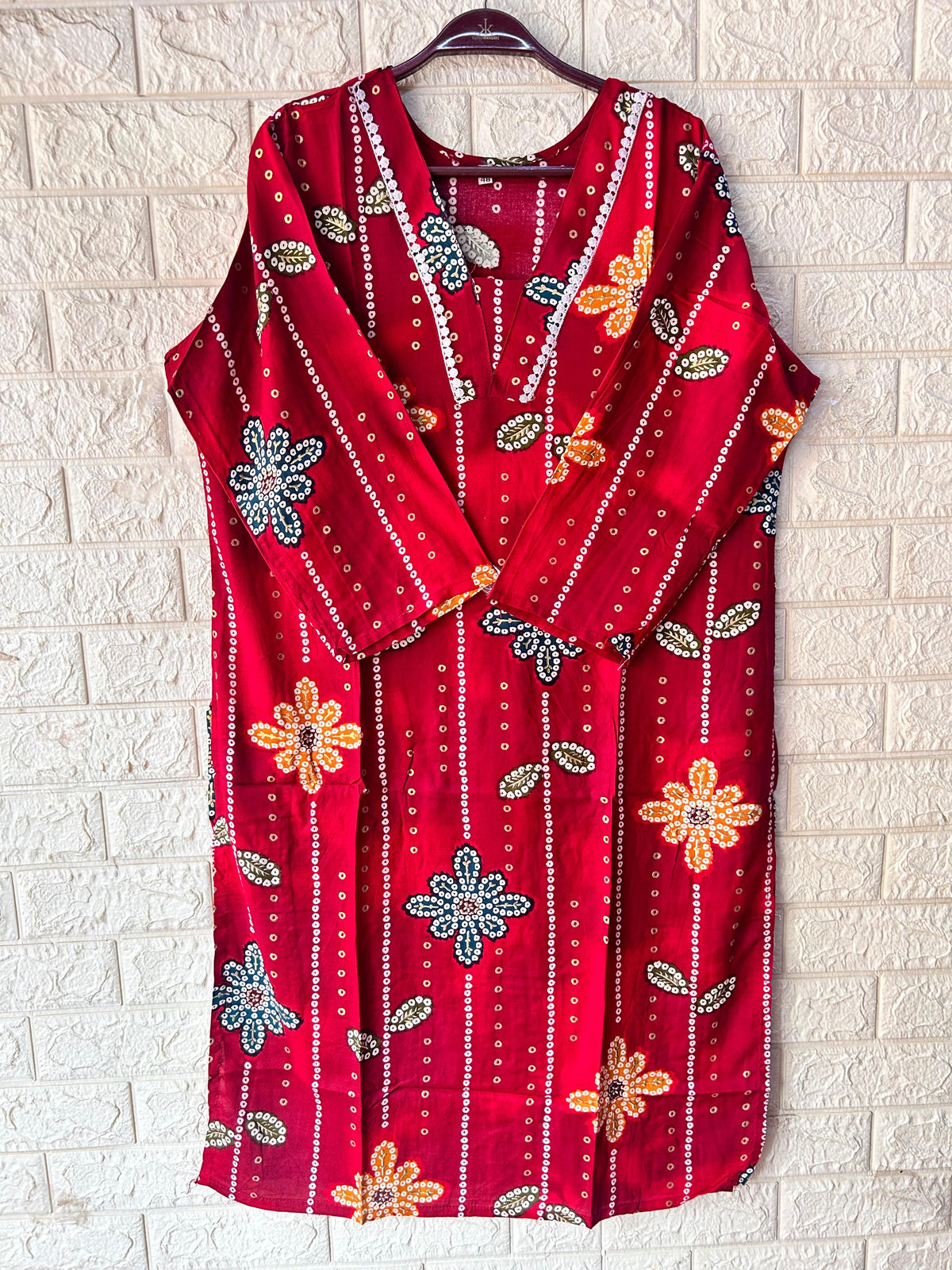 V neck long kurtis