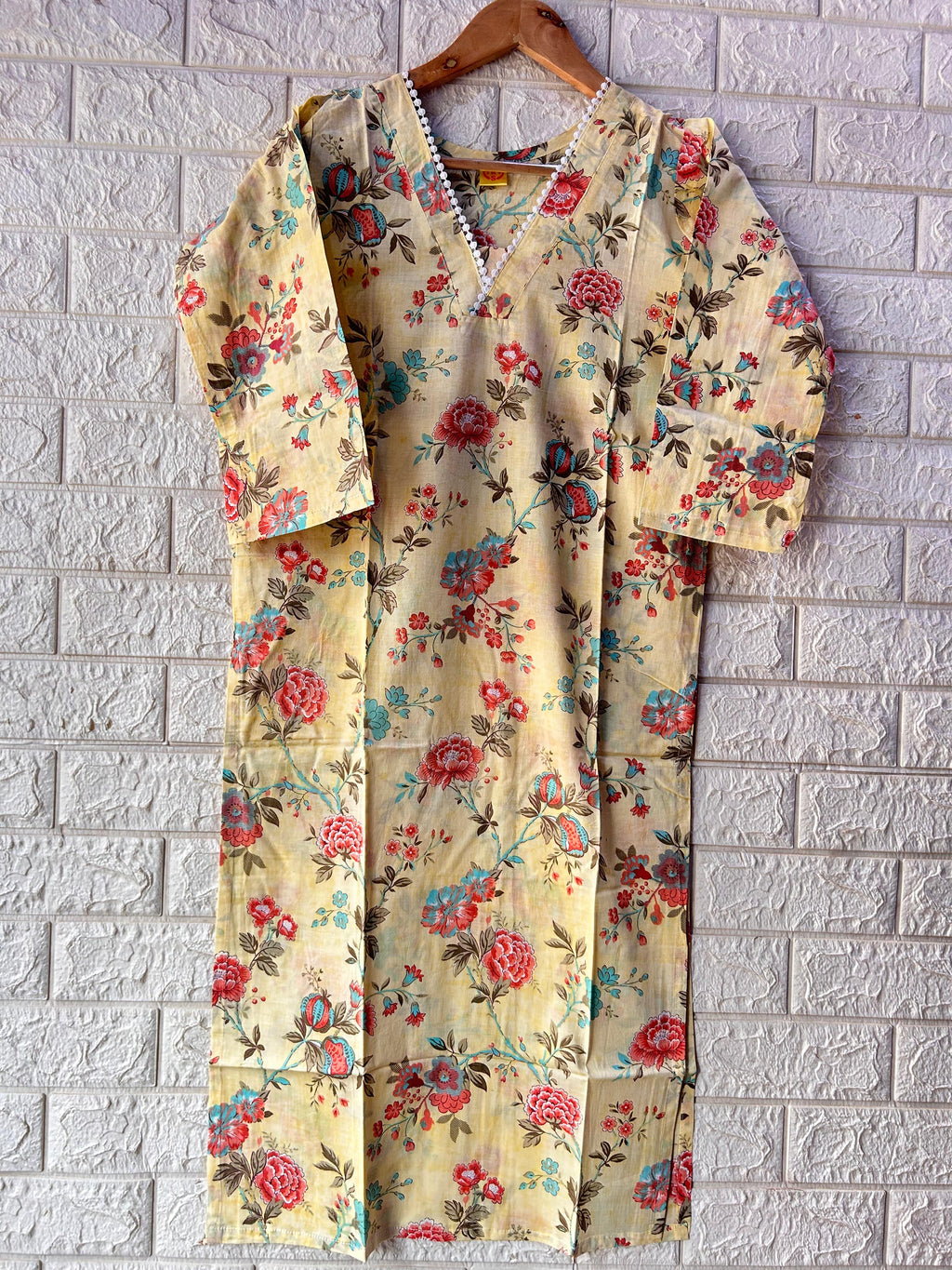 V NECK LONG KURTI