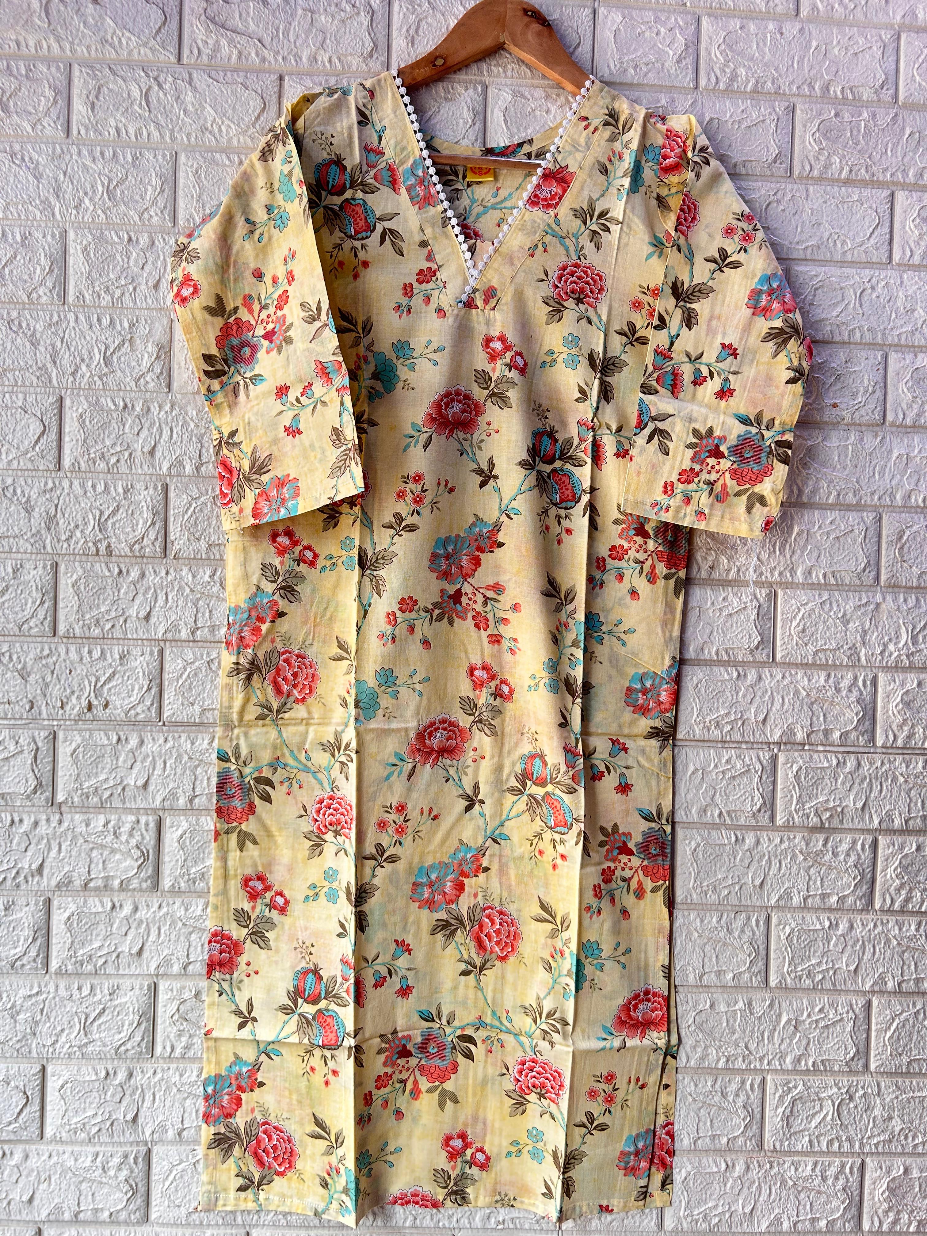 V NECK LONG KURTI