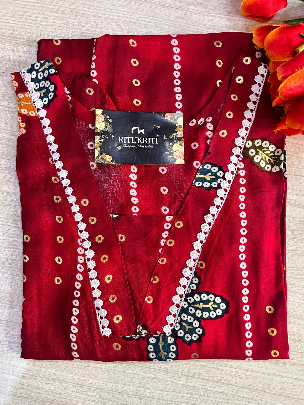 V neck long kurtis