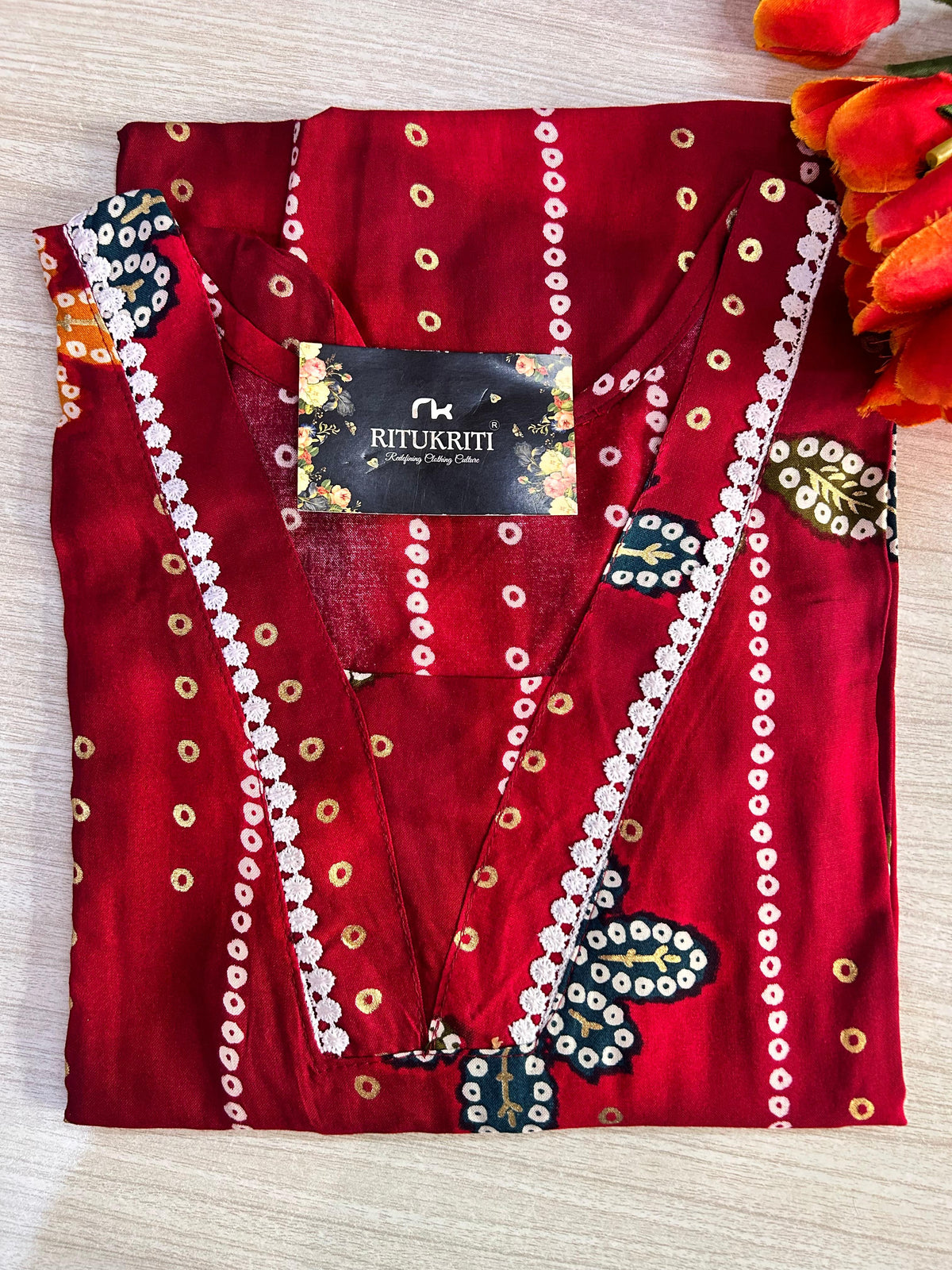 V neck long kurtis