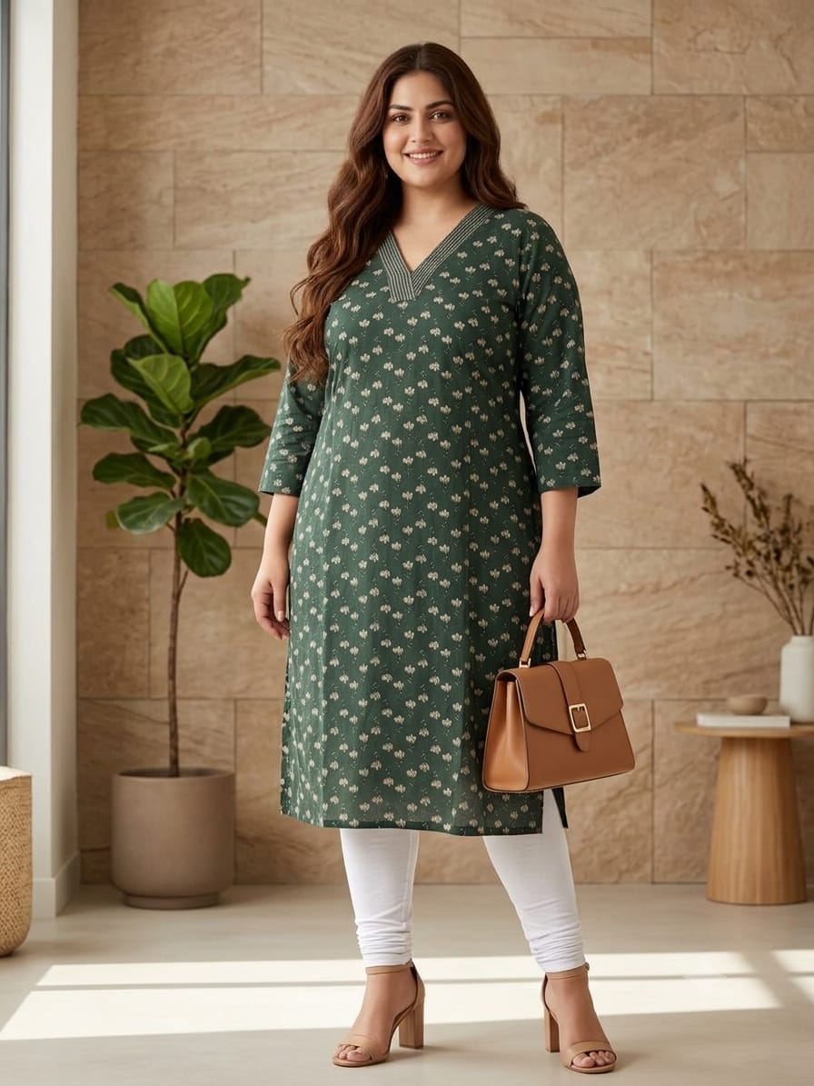 V NECK LONG KURTI