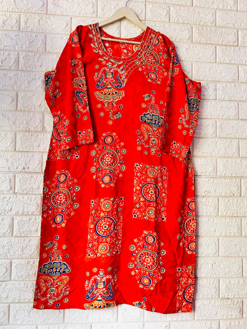 Crystal hand work long kurtis