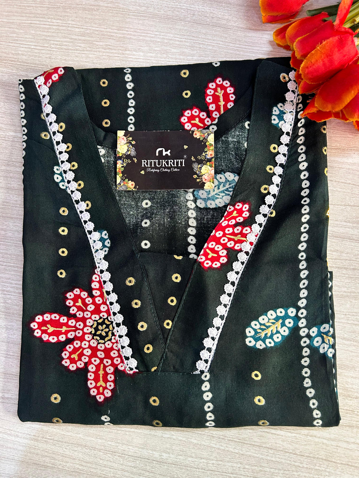 V neck long kurtis