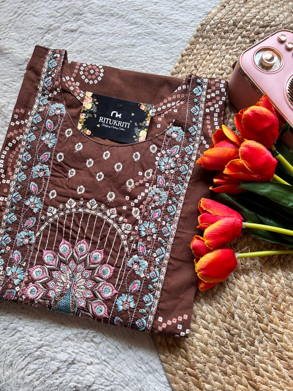 BANDHANI BROWN KURTI